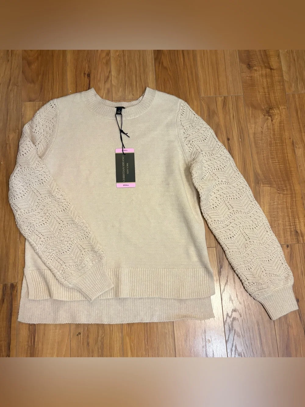 NWT Christian Siriano NY office Cream Knit career Sweater comfy Small fall